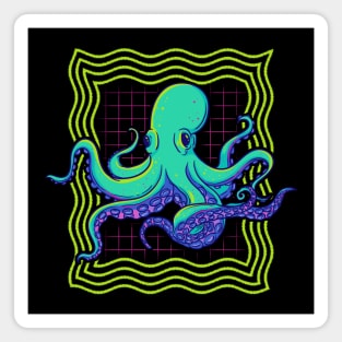 Cute Octopus Kraken 80s Retro Style Magnet